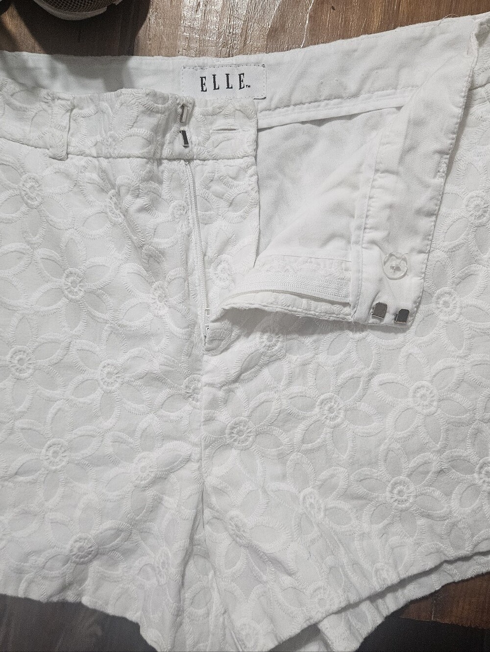 ELLE White Floral Eyelet Shorts